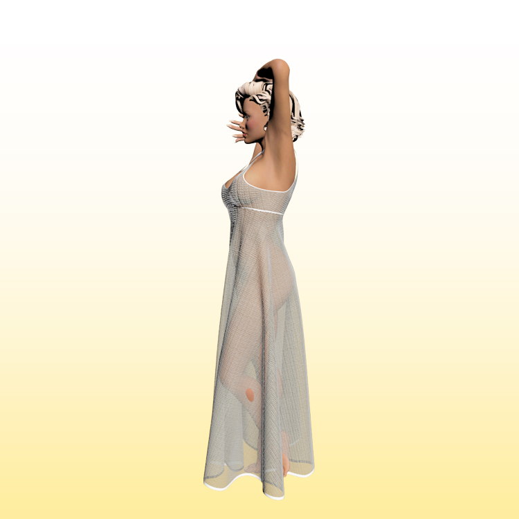 دختر سکسی با شخصیت مدل سه بعدی با لباس بلند